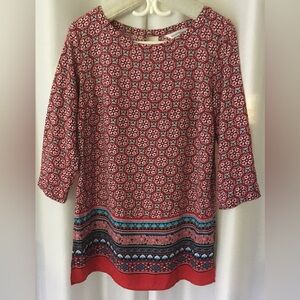 Northern Reflections Red Border Print Tunic Boho Size Medium ( Size 10 )